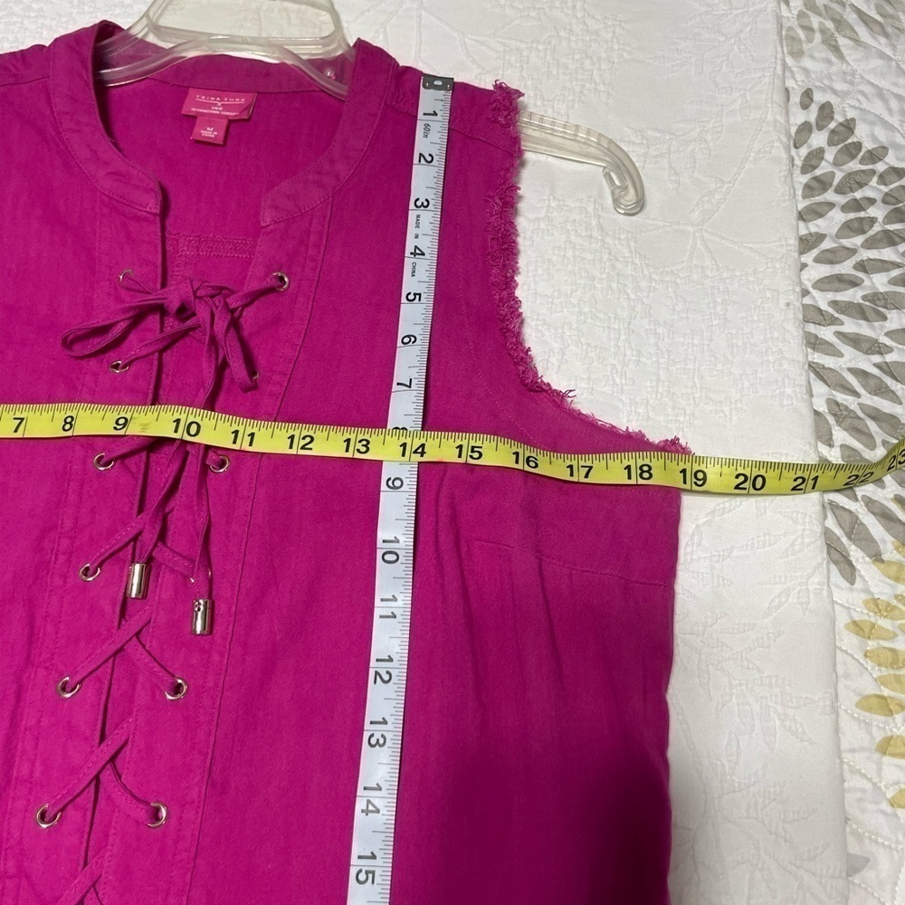 Trina Turk x INC Linen Lace-Up Sleeveless Dress Size Medium - Picture 9 of 13